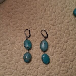 Turquoise Double Drop Necklace - Vibrant Blue Stone Pendant